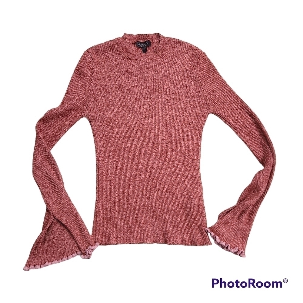 Topshop sz 8 Bodycon Ribbed Ruffle Cuff Sweater - Picture 3 of 6